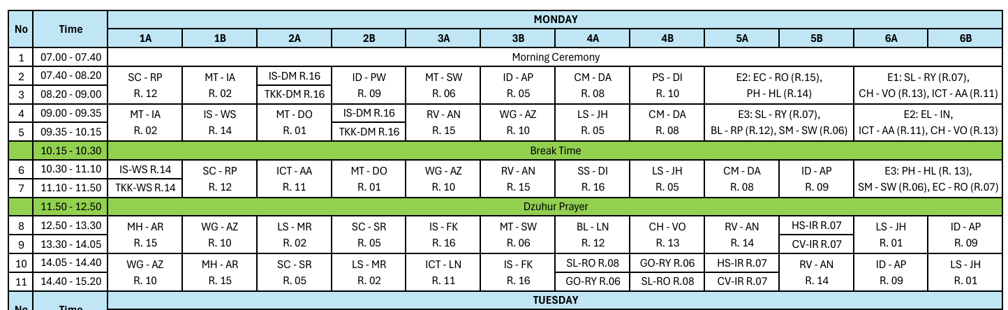 regular schedule